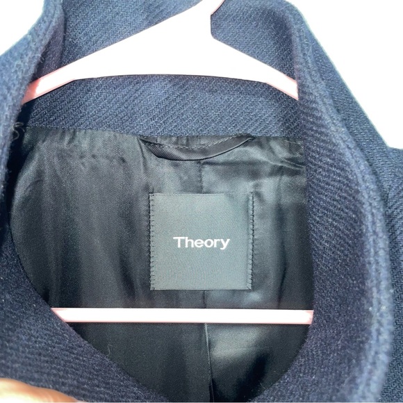 Theory Belvin Coat in Wool-Blend Melton Eclipse Blue XL - Picture 4 of 10